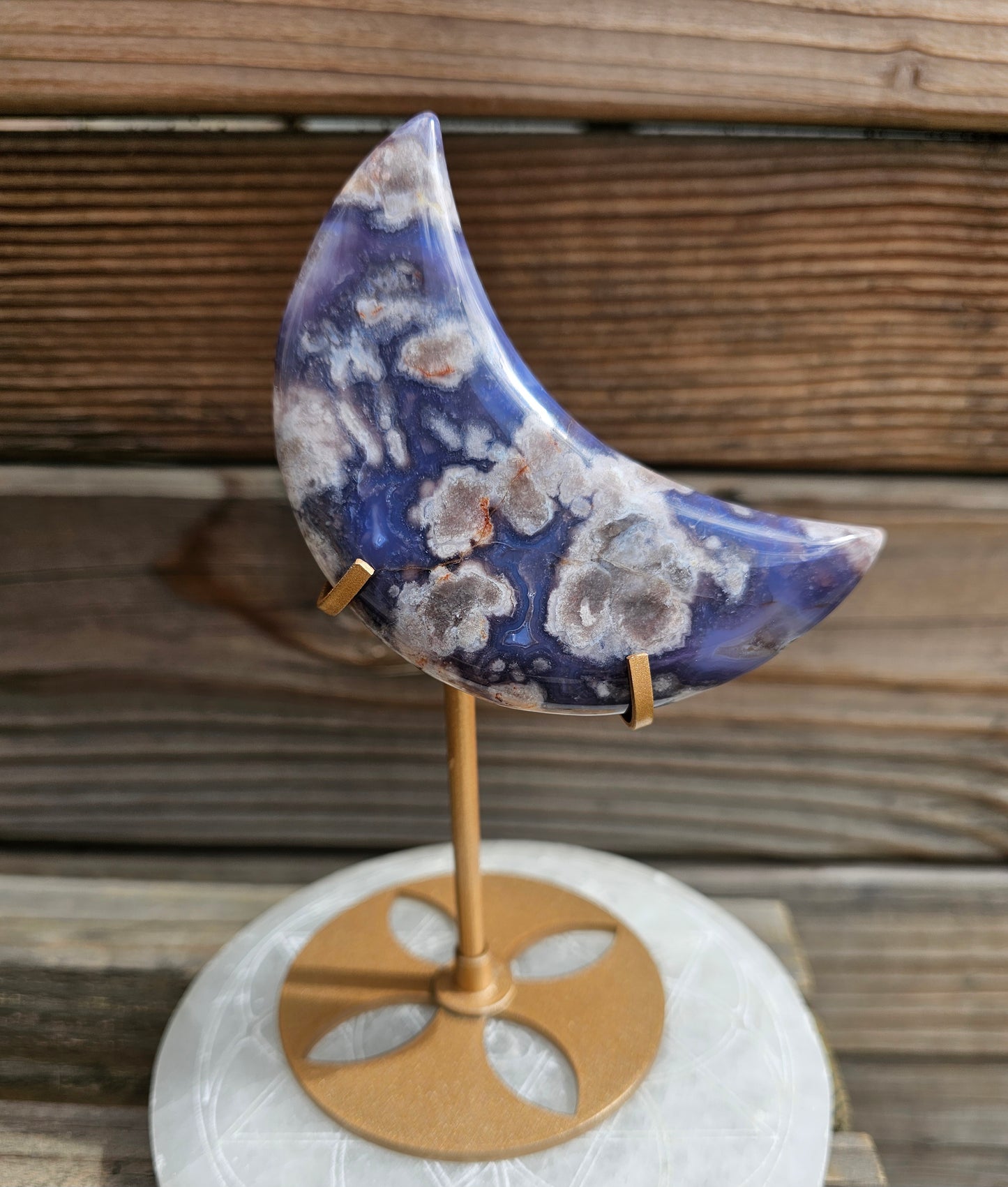 Blue Flower Agate Moon *B