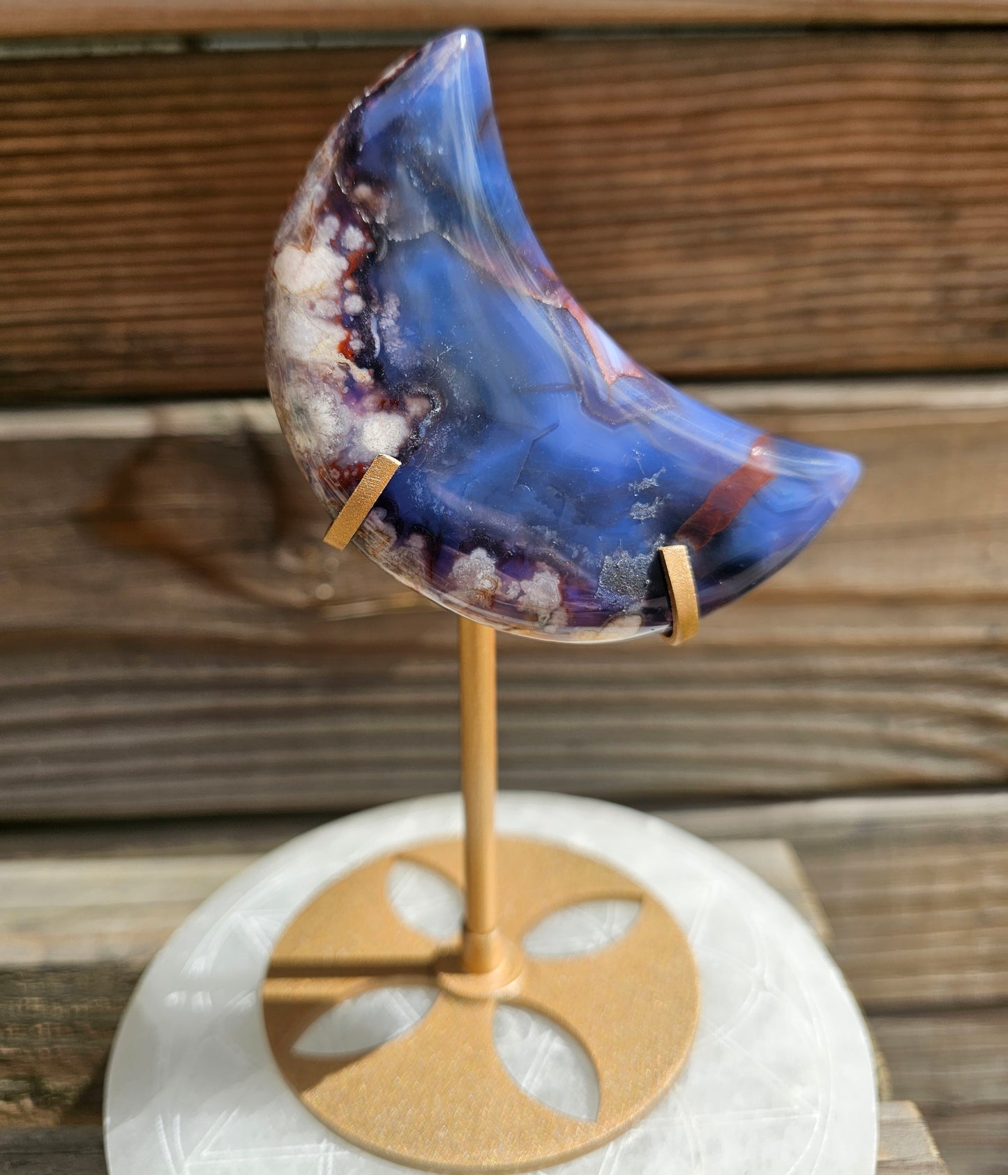 Blue Flower Agate Moon *C