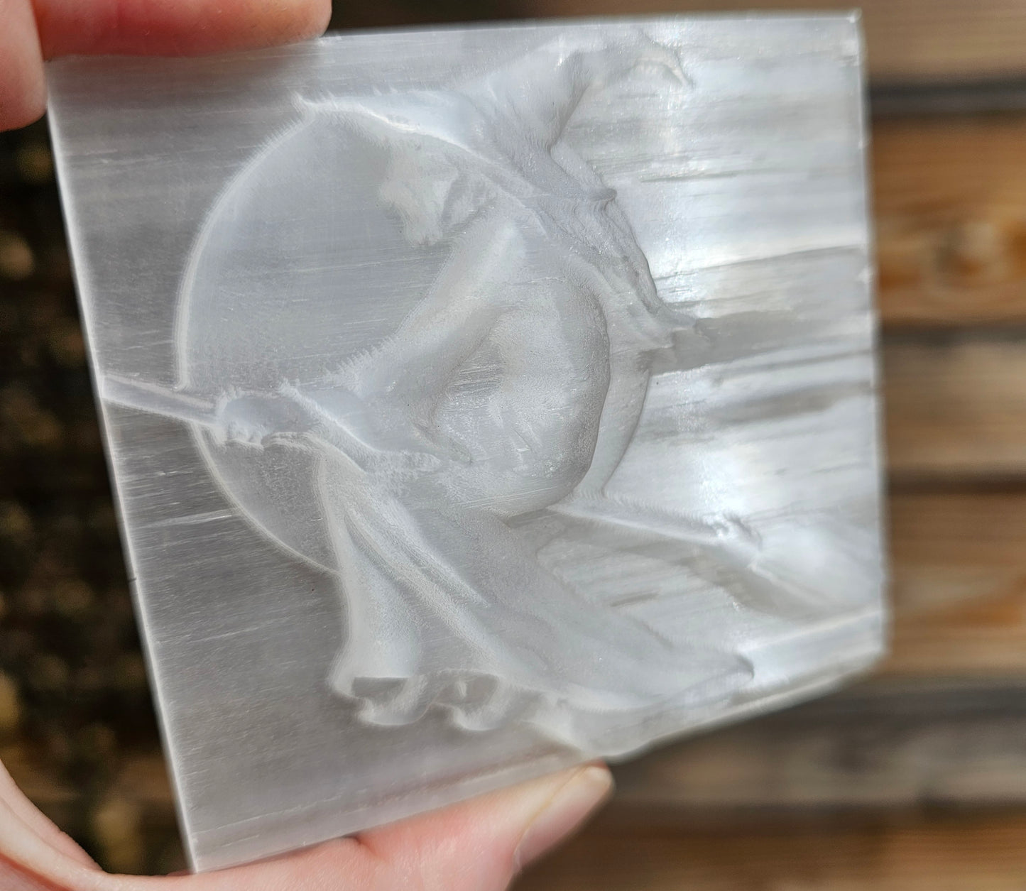 Satin Spar-Selenite Witch Slab