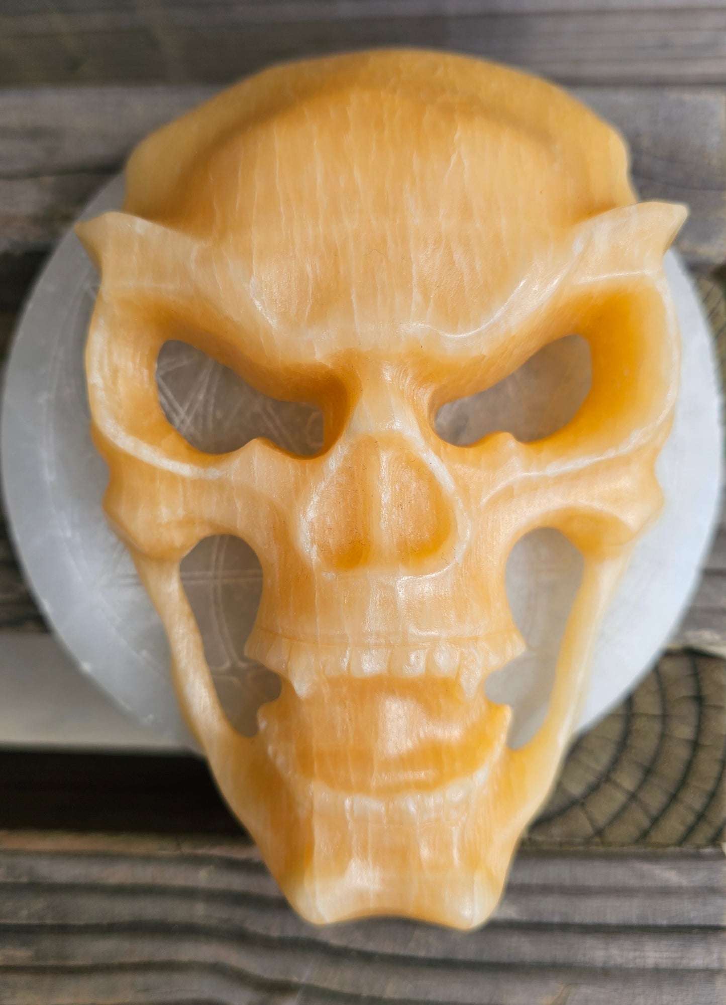 XL Orange Calcite Skull Mask