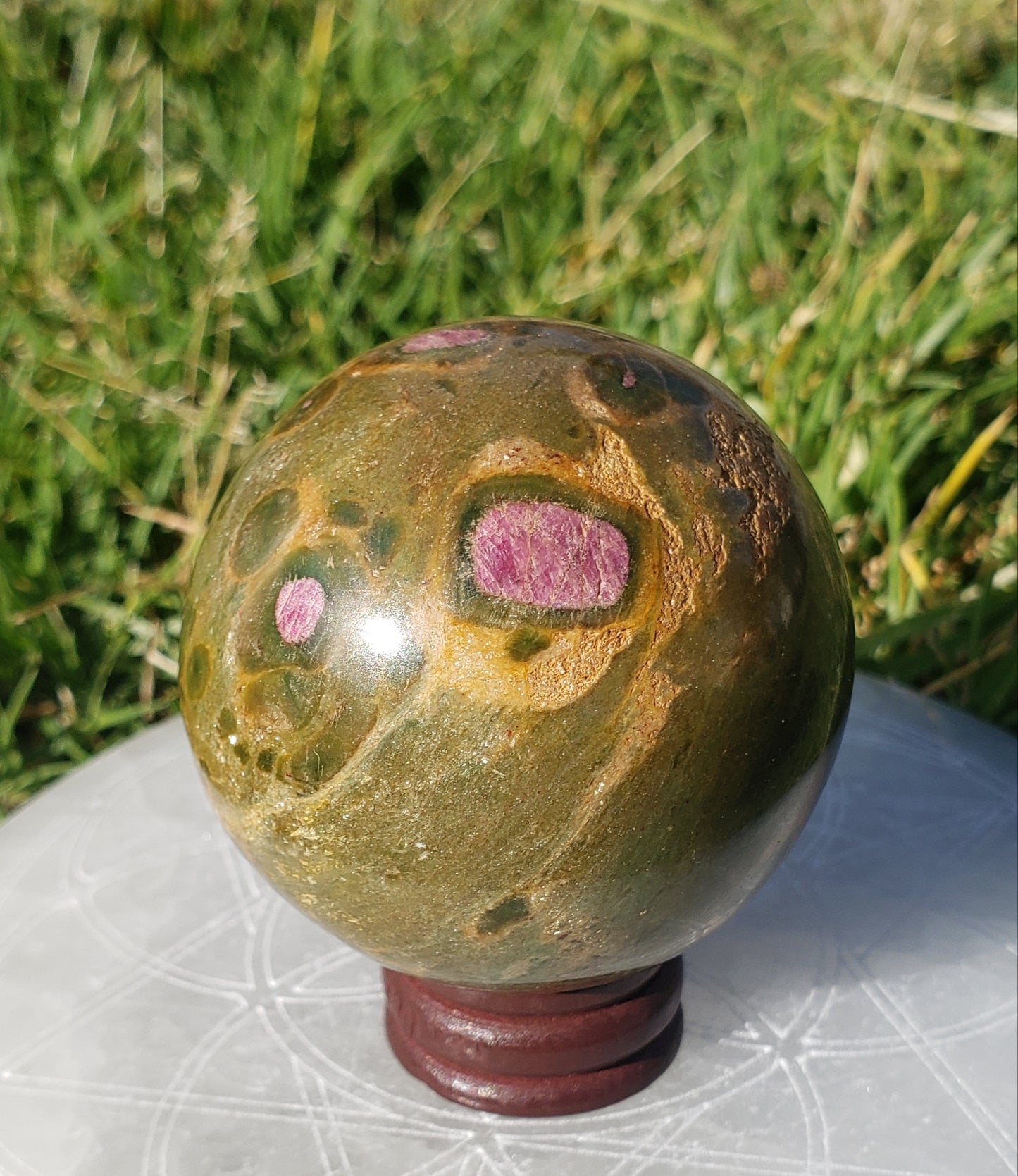 Ruby in Fuchsite Sphere