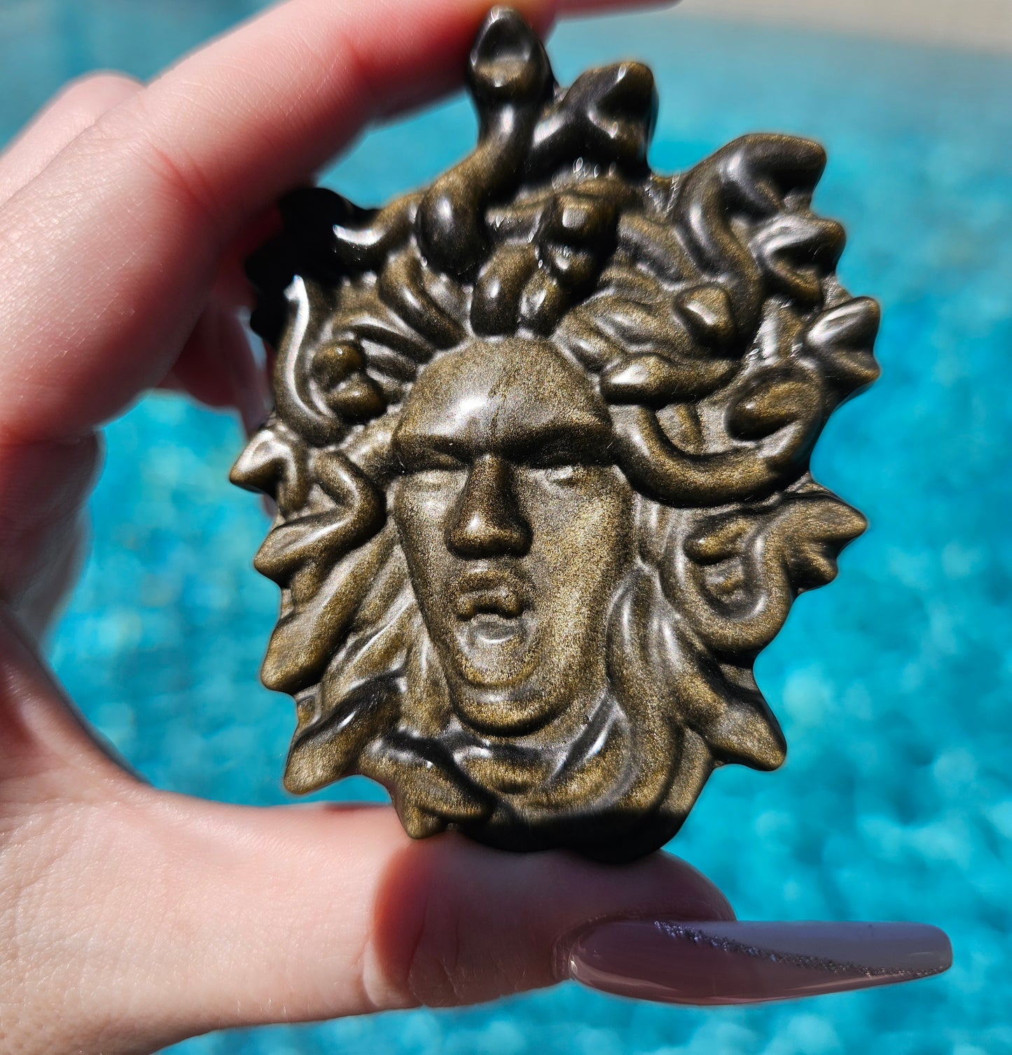 Golden Sheen Obsidian Medusa