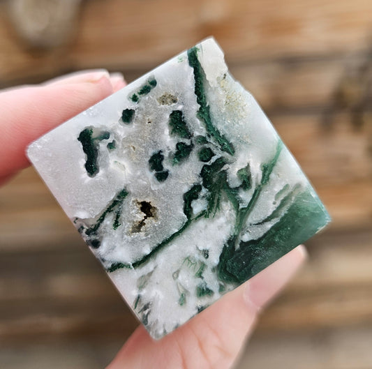 Druzy Moss Agate Cube *F