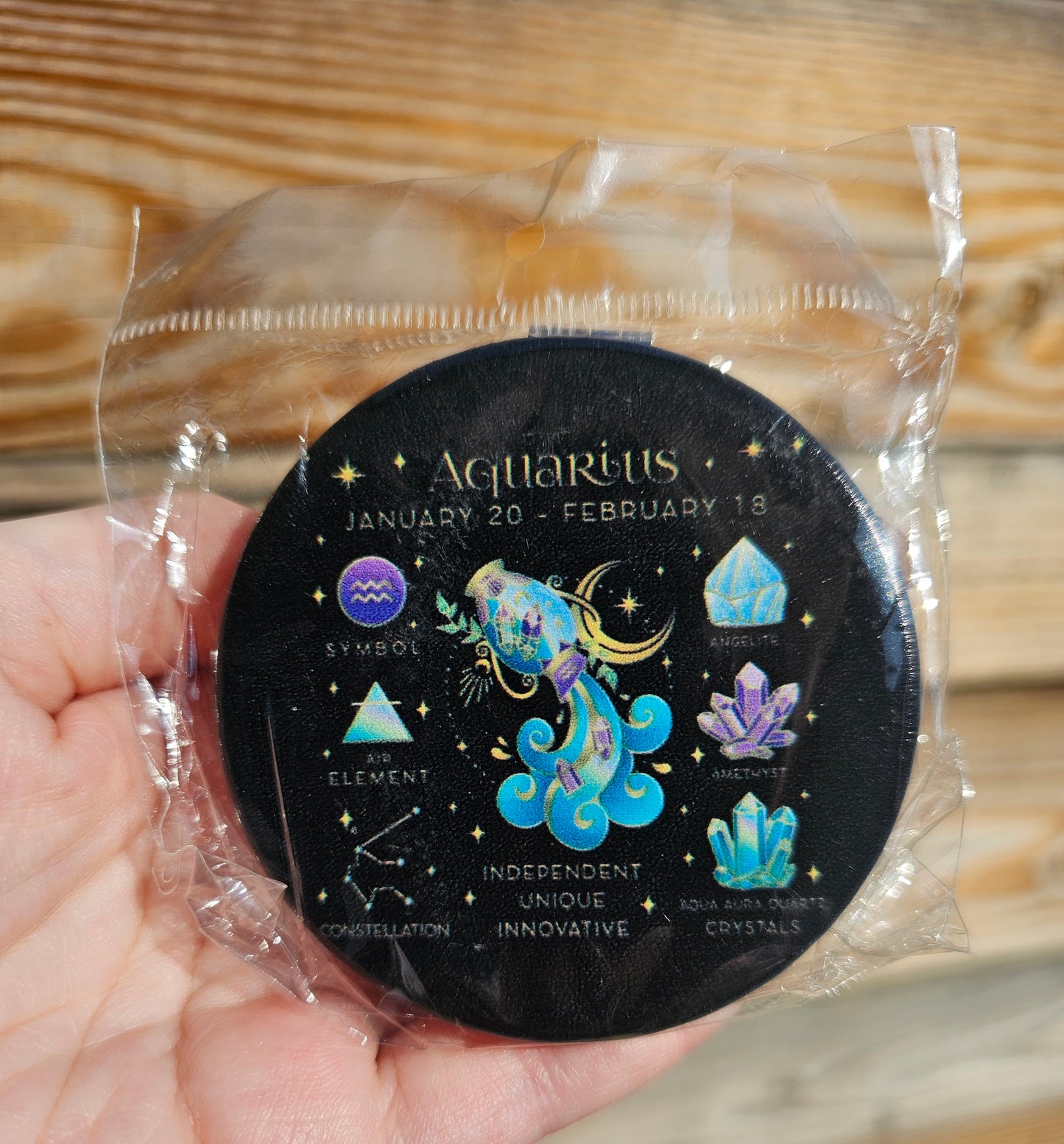 Zodiac Sign Compact Double Mirror