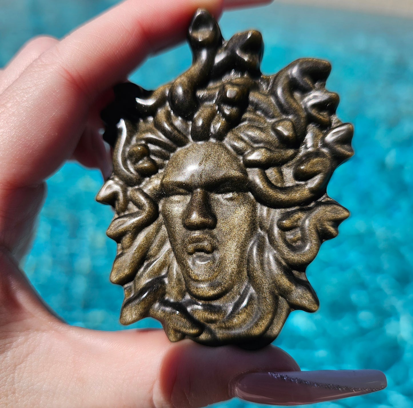 Golden Sheen Obsidian Medusa