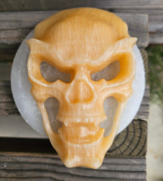 XL Orange Calcite Skull Mask