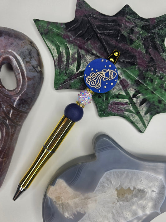 Aquarius Zodiac Beaded Pen