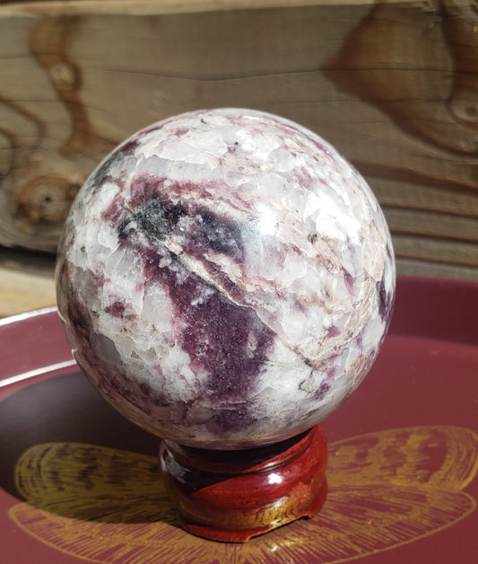 Lepidolite W/Kunzite Sphere 1.4lb