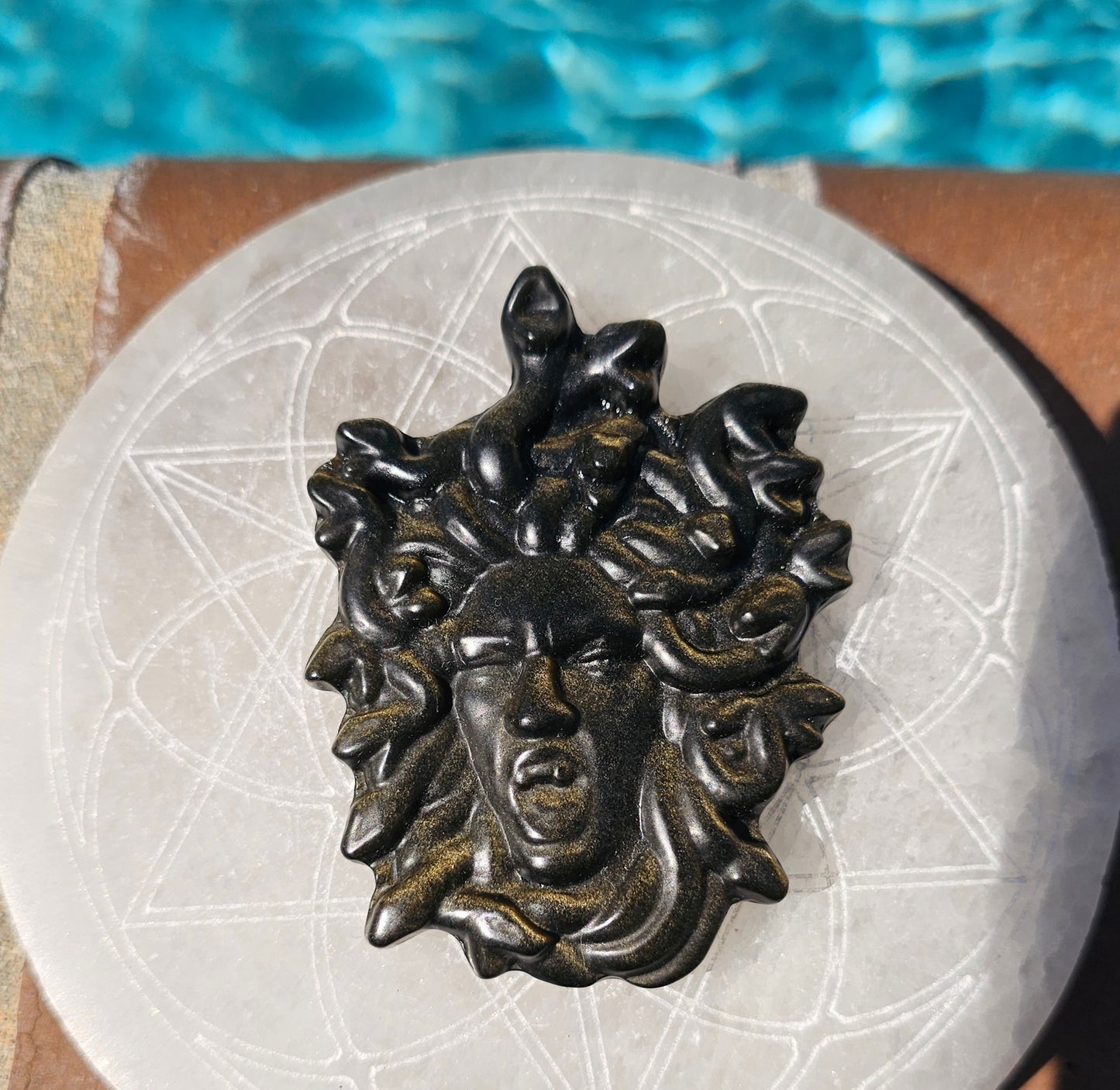 Golden Sheen Obsidian Medusa