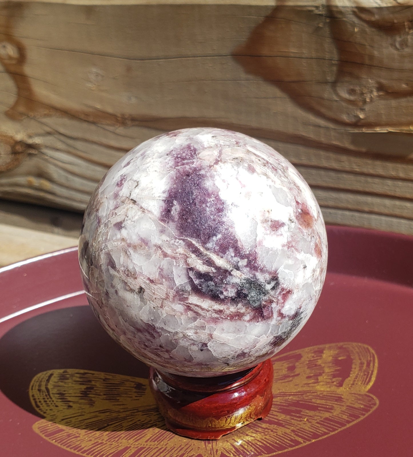 Lepidolite W/Kunzite Sphere 1.4lb