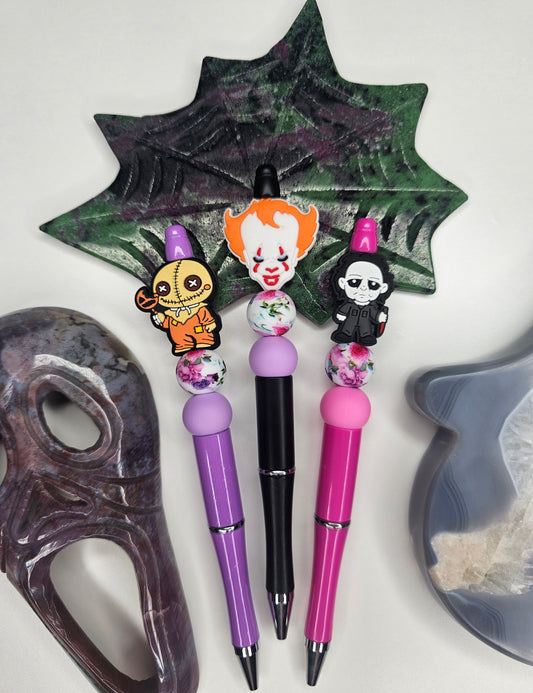 Spooky Floral Beaded Pen