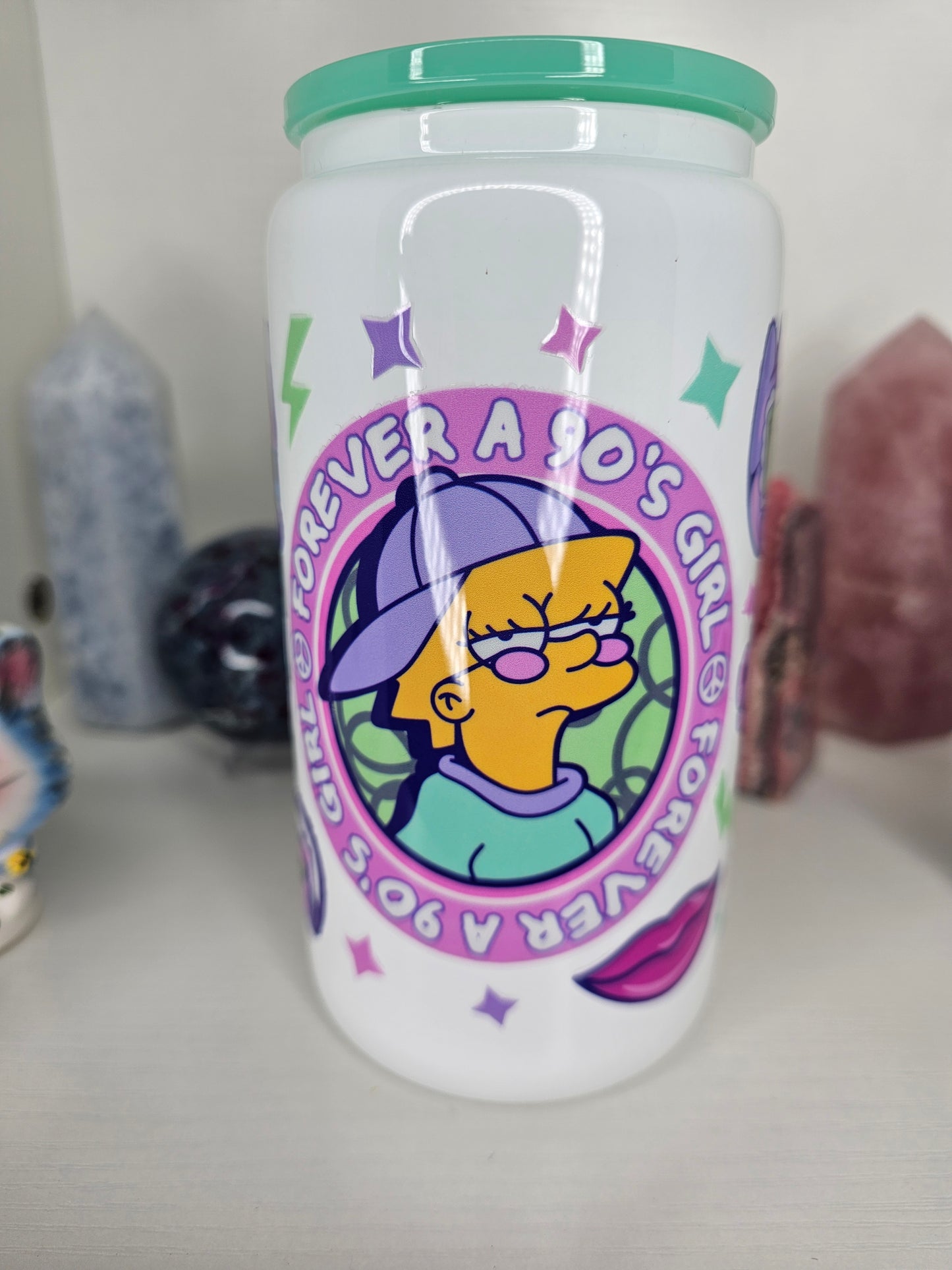 16oz 90's Girl Glass Cup