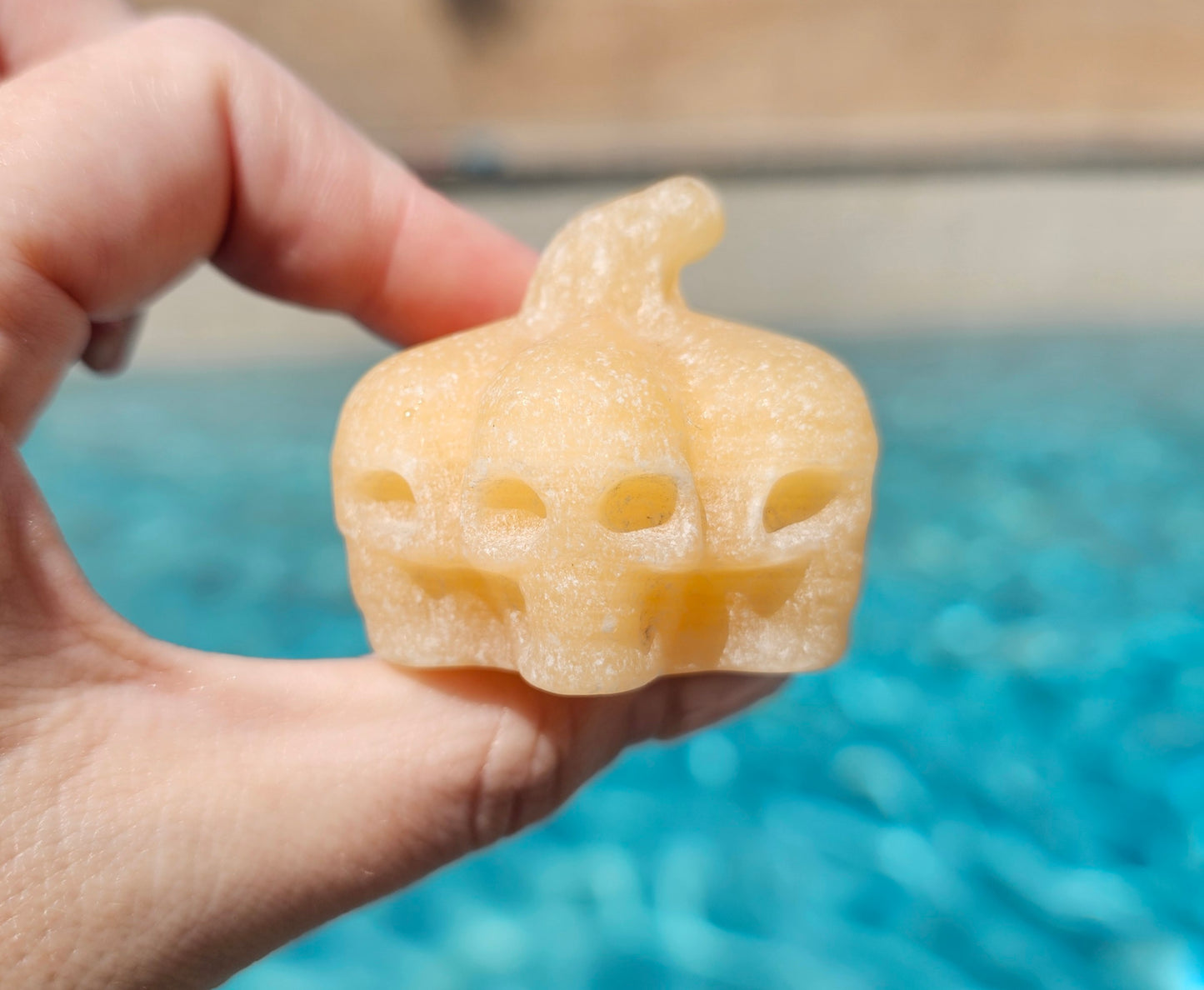 Orange Calcite Skull Pumpkin