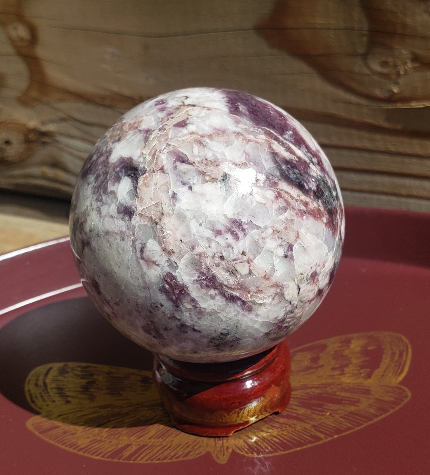 Lepidolite W/Kunzite Sphere 1.4lb