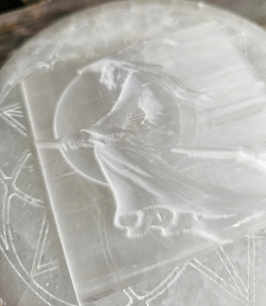 Satin Spar-Selenite Witch Slab