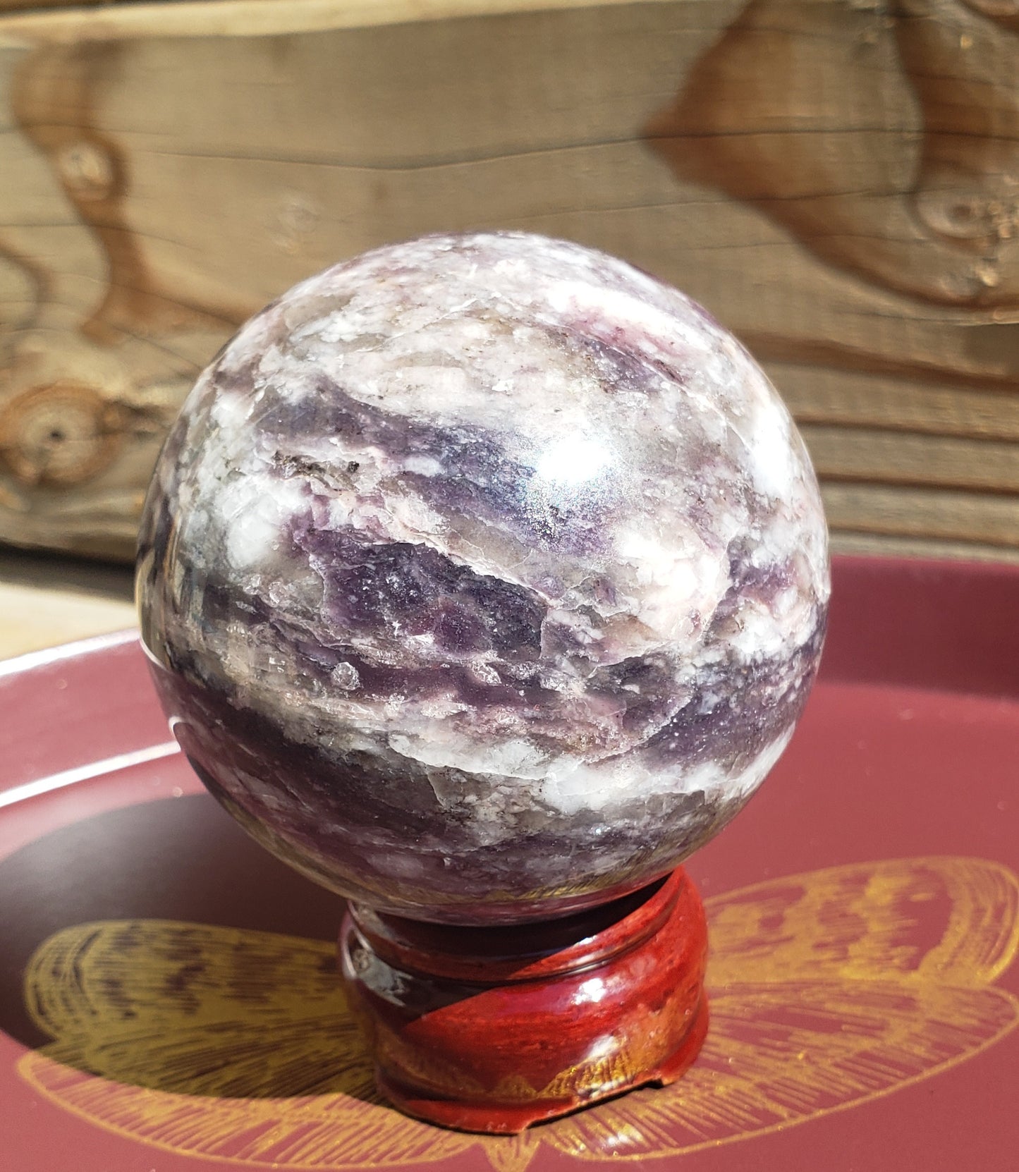 Lepidolite W/Kunzite Sphere 1.1lb