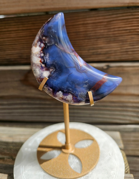 Blue Flower Agate Moon *C