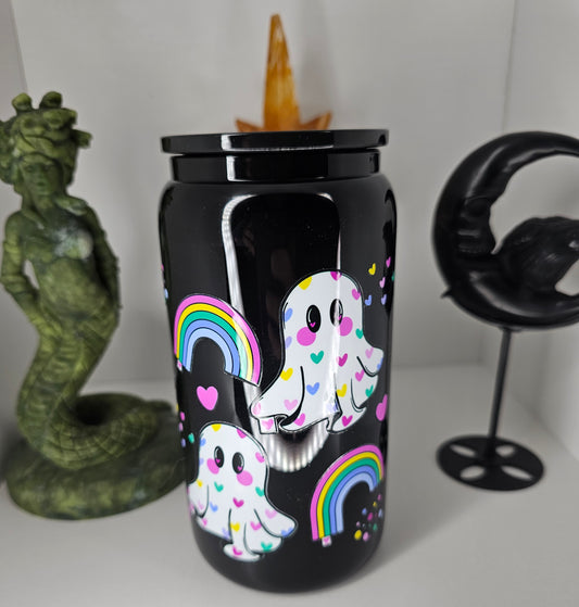 16oz Ghost & Rainbows Glass Cup