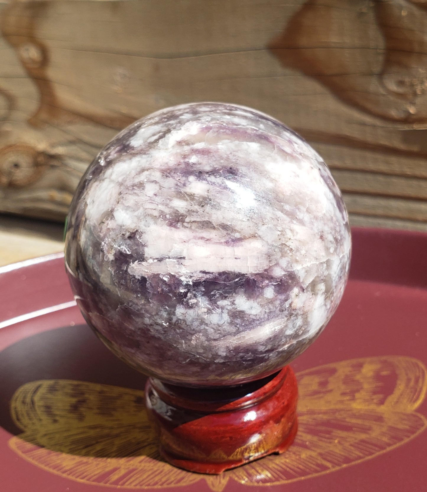 Lepidolite W/Kunzite Sphere 1.1lb