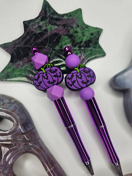 Midnight Pumpkin Beaded Pen