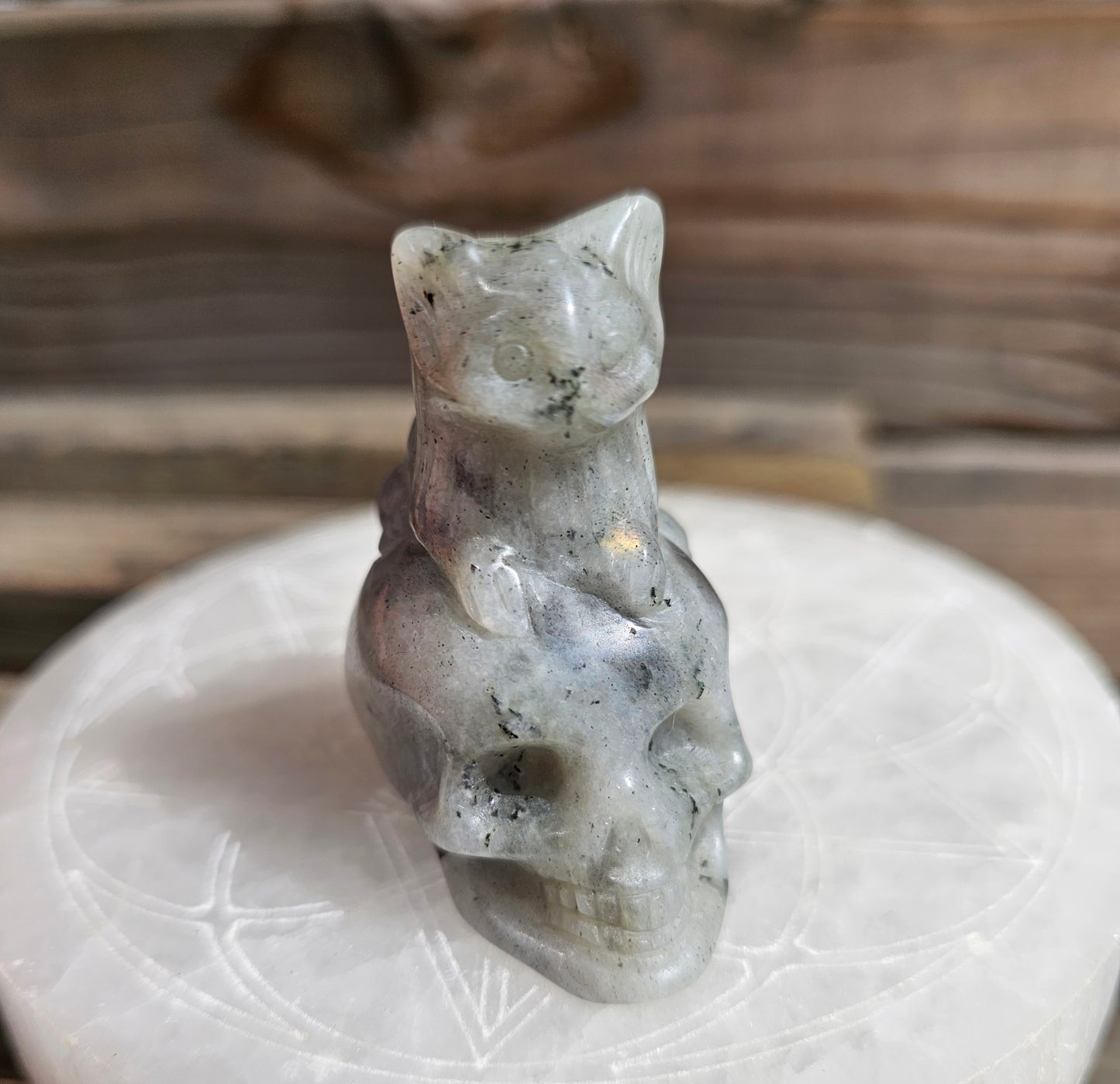 Labradorite Kitty Skull